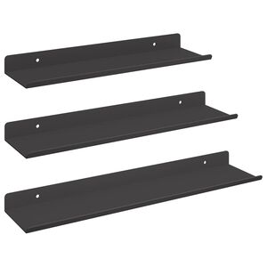 vidaXL Floating Shelf Wall-mounted 3 pcs Black 40 x 9 x 2.5 cm Steel