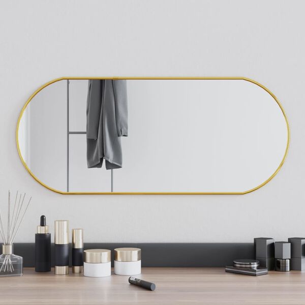 vidaXL Wall Mirror Gold 70x30 cm Oval