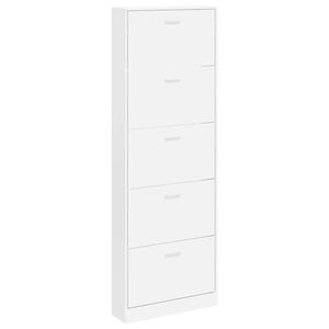 vidaXL White Wooden Shoe Cabinet with 5 Compartments