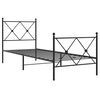 vidaXL Metal Bed Frame without Mattress with Footboard Black 75x190cm