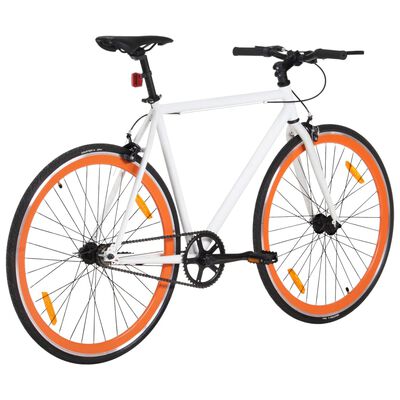 vidaXL Fixed Gear Bike White and Orange 700c 55 cm