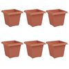 vidaXL Square Flower Pot 6 pcs Brick Red 16 x 16 x 14 cm Plastic
