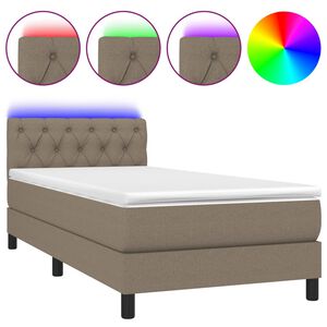 vidaXL Box Spring Bed with Mattress&LED Taupe 80x200cm Fabric
