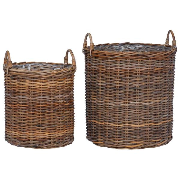 vidaXL Planter Basket with Storage 2 pcs Brown Lacak Rattan