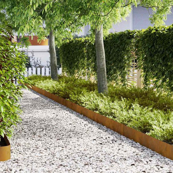 vidaXL Lawn Edging 20 pcs Brown 100 x 0.05 x 20 cm Weathering Steel