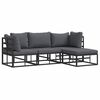 vidaXL Garden Sofa Set with Cushion 4 pcs Black Aluminium