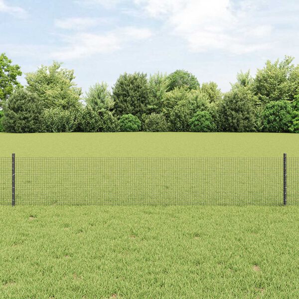 vidaXL Fence with Post Grey 0.4 x 100 m Steel and PVC