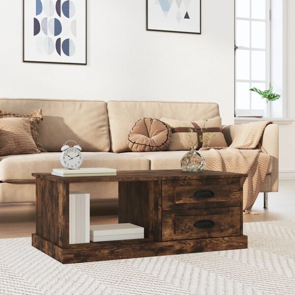 vidaXL Coffee Table Smoked Oak 90x50x35 cm Engineered Wood
