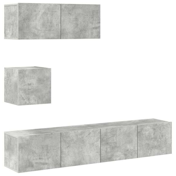 vidaXL 4 Piece TV Cabinet Set Concrete Grey Engineered Wood