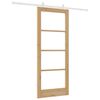 vidaXL Sliding Door Natural 83 x 202 cm Solid Pine Wood and Glass
