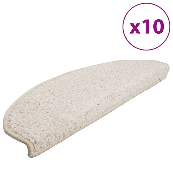 vidaXL Stair Mats 10 pcs 65x21x4 cm White Half Round Large