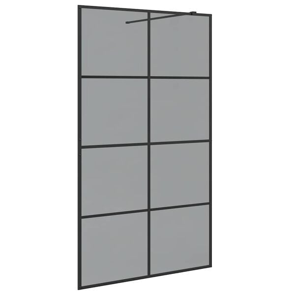 vidaXL Walk-in Shower Wall Black 115 x 195 cm Tempered Glass