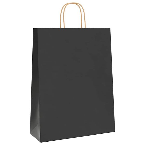 vidaXL Paper Bags 250 pcs with Handles Black 32x12x42 cm