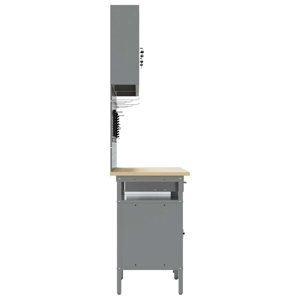 vidaXL Work Bench Set with Lock 8 pcs Red and Grey Powder-Coated Steel