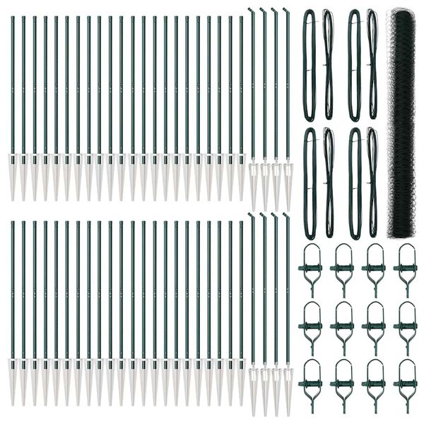 vidaXL Fence Post Green 100 x 1.5 m (50 mm mesh) Steel and PVC