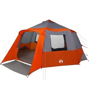 vidaXL Cabin Tent 12-Person Grey and Orange 500 x 500 x 294 cm