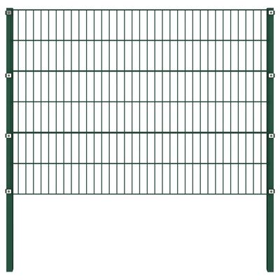 vidaXL Fence Panel with Posts Iron 17x1.2 m Green
