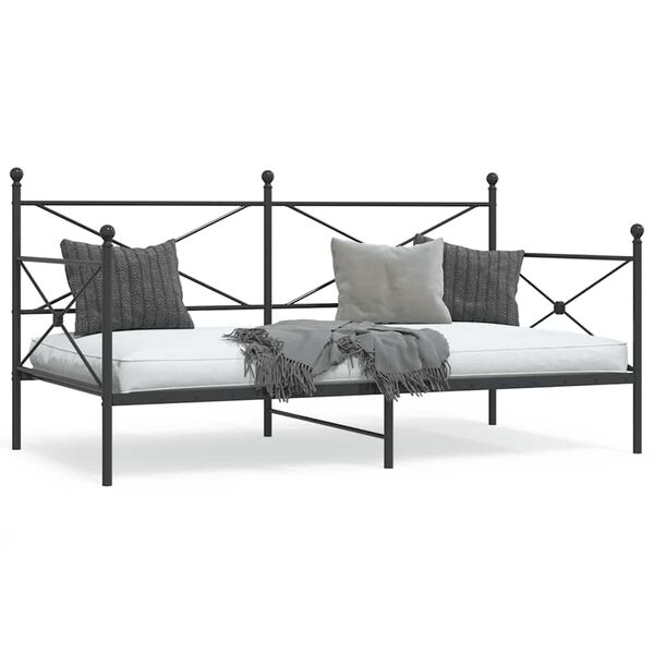 vidaXL Day Bed without Mattress Black 100x200 cm Steel