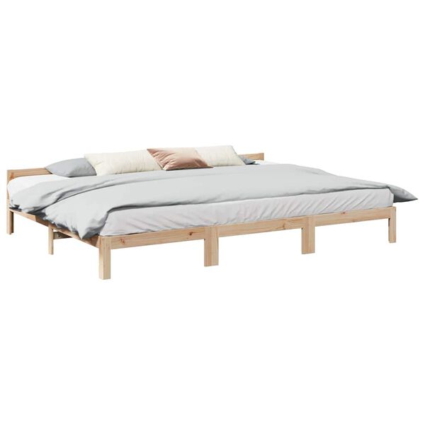 vidaXL Family Bed Frame No Mattress 270x200 cm Solid Wood Pine