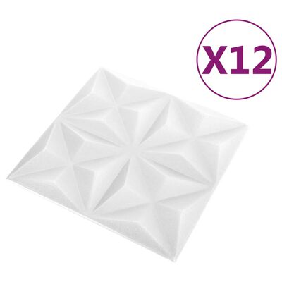 vidaXL 3D Wall Panels 12 pcs 50x50 cm Origami White 3 m²