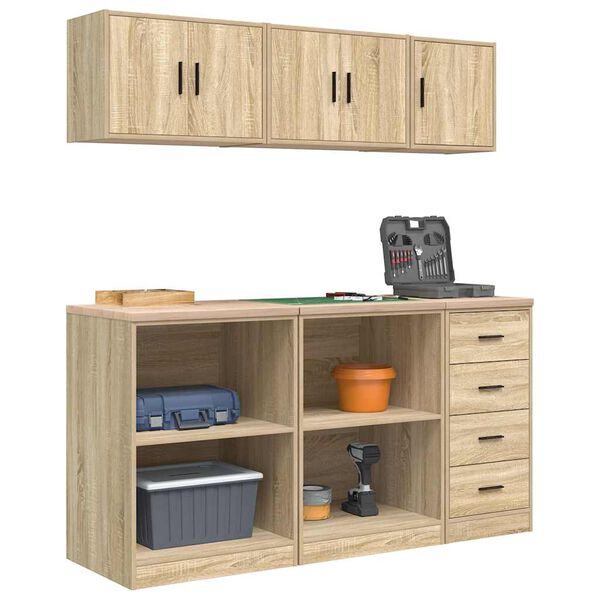 vidaXL Garage Cabinets 6 pcs Sonoma Oak Engineered Wood