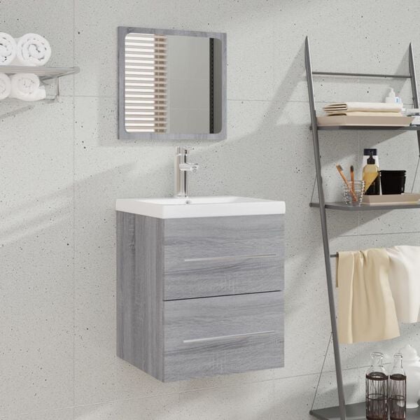 vidaXL Bathroom Cabinet with Mirror Grey Sonoma 41x38.5x48 cm Engineered Wood