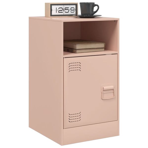 vidaXL Bedside Cabinet Pink 34.5x39x62 cm Steel