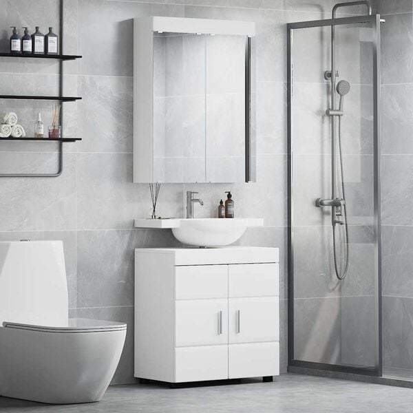 vidaXL Bathroom Furniture Set with Shelf TULUM White Engineered Wood