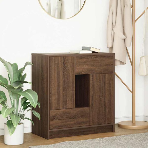 vidaXL Sideboard with Drawers and Doors Brown Oak 70.5x34x74.5 cm
