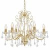 vidaXL Chandelier with Crystal Beads Golden Round 6 x E14