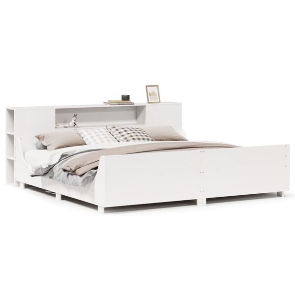 vidaXL Bed Frame without Mattress White 180x200 cm Super King Solid Wood Pine