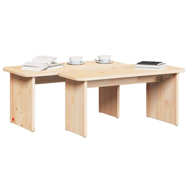vidaXL Coffee Table 2 pcs Natural Solid pine wood