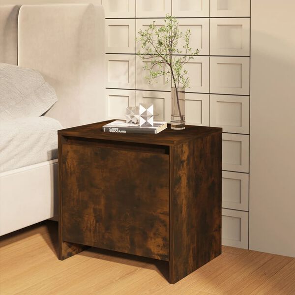vidaXL Bedside Cabinet Smoked Oak 45x34x44.5 cm Engineered Wood