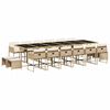 vidaXL 17 Piece Garden Dining Set with Cushions Beige Poly Rattan
