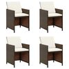 vidaXL Garden Dining Chairs with Cushions 4 pcs Brown Poly Rattan