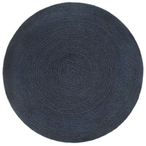 vidaXL Braided Rug Reversible Navy Blue and Natural 180 cm Jute Round