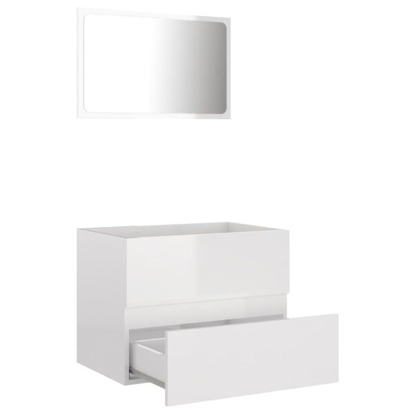 vidaXL 2 Piece Bathroom Furniture Set High Gloss White Engineered Wood