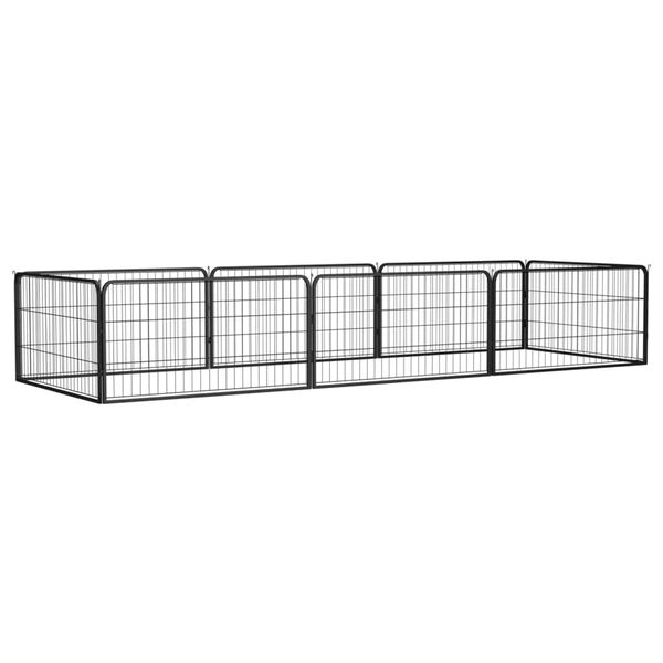 vidaXL 8-Panel Dog Playpen Black 100x50 cm Powder-coated Steel