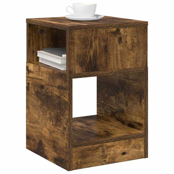 vidaXL End Table Smoked Oak 30.5 x 30 x 45 cm Engineered Wood