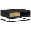 vidaXL Coffee Table | Black and Natural | Solid Mango Wood, Iron, Jute