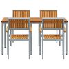 vidaXL Garden Dining Set 5 pcs Grey Solid Acacia Wood
