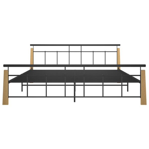vidaXL Bed Frame without Mattress Metal and Solid Oak Wood 200x200 cm
