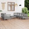 vidaXL 8 Piece Garden Lounge Set Grey Solid Pinewood