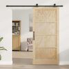 vidaXL Sliding Door Natural and Black 93 x 202 cm Solid Pine Wood