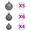 vidaXL 60 Piece Christmas Ball Set with Peak and 150 LEDs White&Gey