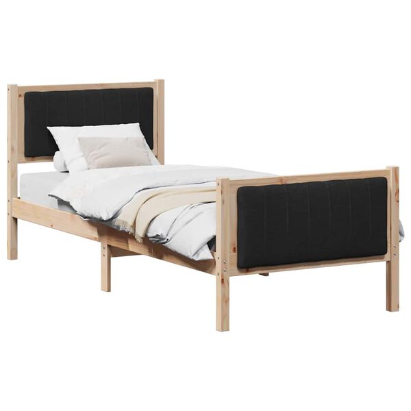 vidaXL Bed frame Brown and black 75 x 190 cm Solid pine wood