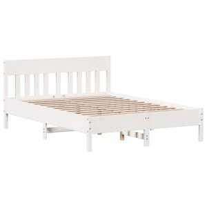 vidaXL Bed Frame without Mattress White 150x200 cm King Size Solid Wood Pine