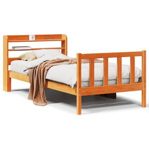 vidaXL Bed Frame with Headboard without Mattress Wax Brown 75x190 cm Small Single
