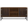 vidaXL TV Cabinet with Glass Doors Brown Oak 102x37x50 cm