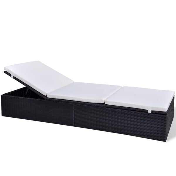 vidaXL Sunlounger Black Poly Rattan